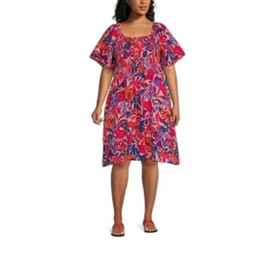 Terra & Sky Women's Plus Size Flutter Sleeve Fit & Flare Dress, Size: 3X(24-26) - Picture 1 of 5