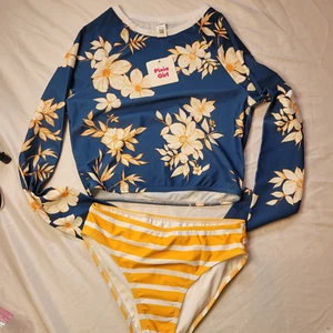 Pixie Girl Swim suit long sleeve top with bikini bottom NWT szie 14 - Picture 1 of 4