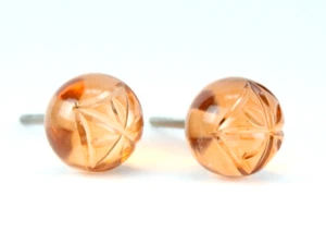 Orange Glass Ball Door Knobs Set of 2 Vintage Style, Hand-Shaped, Home Hardware - Picture 1 of 8