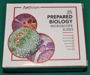 AmScope PS25 Prepared Microscope Slide Set for Basic Biological Science Wood Box - Picture 1 of 9