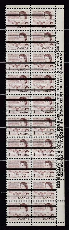 1967 #454xxi(1¢) PRECANCELED CENTENNIAL ISSUE PVA GUM WARNING STRIP 20 F-VFNH - Image 1 of 1