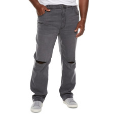 The Foundry Big &Tall 44x30 Advance Flex 360° Black Knee Rip Athletic Fit Jeans 