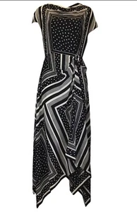 Marc by Marc Jacobs Co Black / White 2019 Geometric Print Silk Maxi Dress - Picture 1 of 6