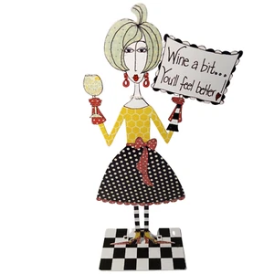 Fun "Wine a Bit... You'll Feel Better!" Metal Wine-Themed Decorative Stand - Picture 1 of 8