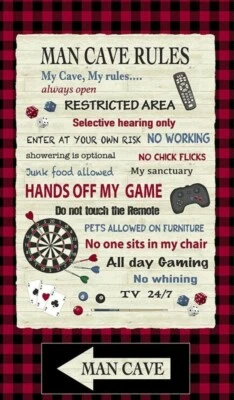 Impresiones Wilmington - Panel de acolchado y artesanía para cuevas de hombre con tablero de dardos y palo de piscina Foto 1 de 3