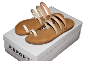 Report Odyssey Flat Sandal Strappy Toe Strap Pink Nude Tan Women's Size 6 M NEW - Picture 1 of 3