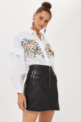 Minifalda Topshop Petite Doble Hebilla Cremallera Línea A Reino Unido Talla 8 EX192 CC 04 Foto 1 de 4