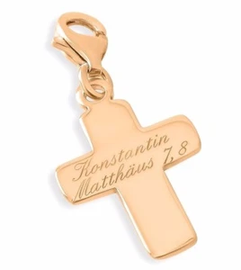 COLGANTE CRUZ CHAPADO EN ORO ROSA, JOYERÍA CON NOMBRE, COLGANTE DE CADENA - Imagen 1 de 1