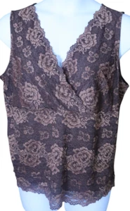 Liz Claiborne Sleeveless Surplice Top Lace With Lining Brown Size 3X (J5) - Picture 1 of 11