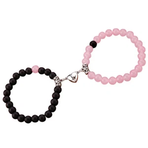 2PCS/Set Beads Couple Bracelets Natural Stone Distance Heart Magnet Bracelet - Picture 1 of 17