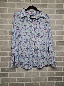 Talbots Womens Floral Long Sleeve Collared Button Down Blouse Size Large NWT - Picture 1 of 8