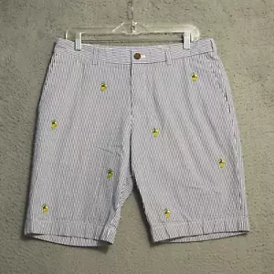 Brooks Brothers Seersucker Bermuda Shorts Mens 34 Blue White Striped Pineapple - Picture 1 of 8