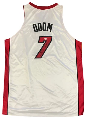 Lamar Odom Autographed Authentic Miami Heat Jersey (JSA) - Image 1 of 4