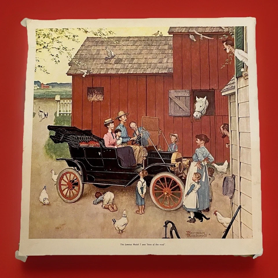 Impresión vintage de Norman Rockwell "The Famous Model T was Boss of the Road" 20"x20" Foto 1 de 1