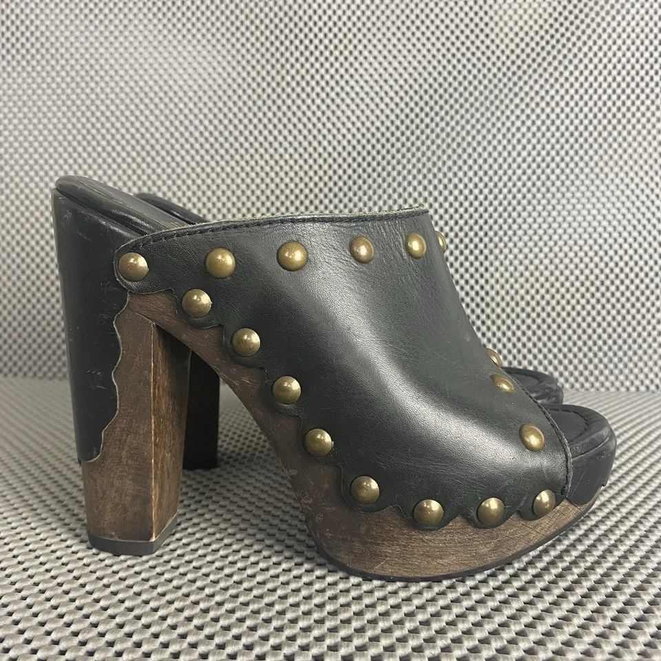 Stuart Weitzman Mules Womens 5.5 Black Leather Platform Heeled Made In Spain - Image 1 of 4