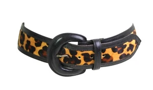 Avignon SCHWARZ LEDER PONYHAAR ANIMAL PRINT 1 7/8"Wd KLEID FREIZEIT GÜRTEL Gr. M (52D - Bild 1 von 14