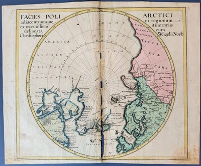 Mapa polar ártico Weigel “Facies Poli Arctici” 1718 paso del noroeste original Foto 1 de 4