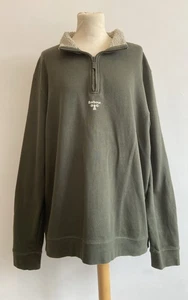 Barbour Beacon 1/4 Zip Sweatshirt Mens XL Pullover Khaki Green Jumper Top - Picture 1 of 6