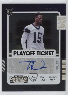 2021 Panini Contenders Playoff Ticket /99 TJ Vasher #289 Rookie Auto RC - Image 1 of 2