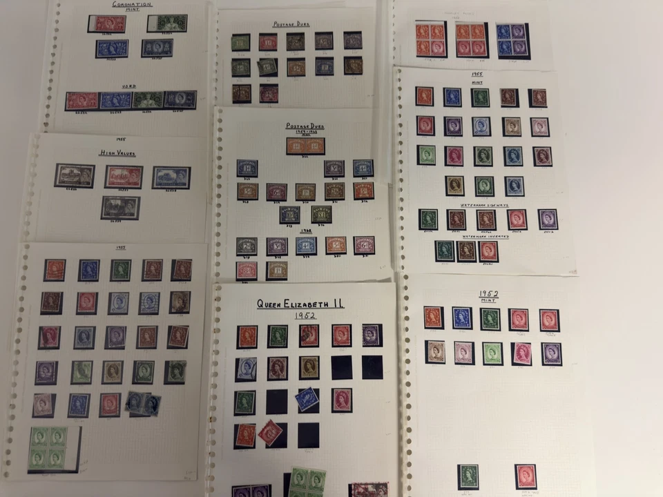 9 Pages of 1952 GB Commemorative Stamps Phosphor Mint Hi Values Good Collection - Image 1 of 4