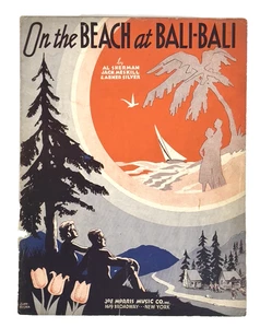 Vintage 1936 On the Beach at Bali-Bali Noten von Sherman, Meskill & Silver - Bild 1 von 2