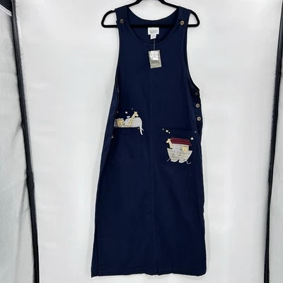 Vestido Jersey De Colección Christopher & Banks Arca de Noé Talla L Azul Modesto Escuela Dominical Foto 1 de 4
