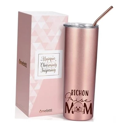  Bichon Frise Regalos para Mujer, Amantes de Bichon, 20 OZ Oro Rosa Aislado  Foto 1 de 4
