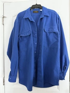 Camisa de Franela Eddie Bauer Hecha en EE. UU. Camisa de Trabajo XLT Azul Real De Colección - Imagen 1 de 9