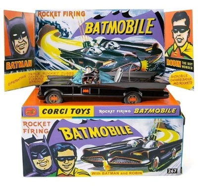 🔶️CORGI BATMOBILE w. BATMAN & ROBIN - GLOSS BLACK 2024 COA - REISSUE - 267 BNIB - Image 1 of 4