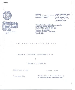 CHELSEA - Supporters Club X1 v CFC Staff (Friendly @ Stamford Bridge) 1979/1980 - Picture 1 of 1