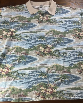 Vintage Rainforest Cafe Orlando Beach AOP Polo Shirt Mens XL Made In USA - Image 1 of 4