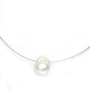 Sur Mar Barroco Perla Omega Collar Desmontable Cierre 13MM 14k Blanco - Picture 1 of 5