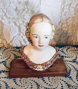 Vintage Dresden junges viktorianisches Mädchen mit Wurstlocken Büste von Avis Wright - Bild 1 von 4