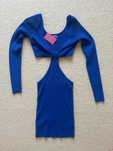 Neu mit Etikett Edikted blau Strick Cut-Out Minikleid Größe S - Bild 1 von 3