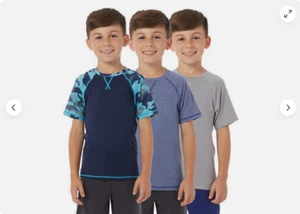 32 Degrees Cool Youth 3-Pack Active Tee (NAVY/BLUE CAMO/DK BLUE/GRAY  XS 5/6)NWT - Picture 1 of 5