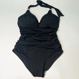 Victoria Secret Medium M Forever One Piece Swimsuit Bikini Push Up Ruched Black - Picture 1 of 7