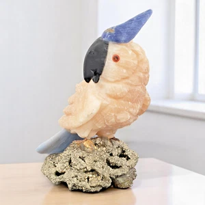 Handgefertigter peruanischer Nymphensittich Vogel geschnitzte Figur Peru Schnitzerei 3,5" Pyrit - Bild 1 von 15