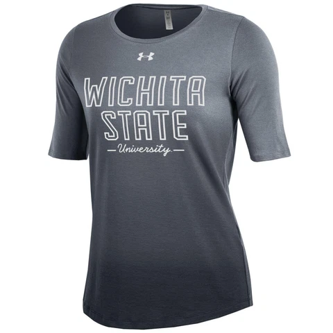 Under Armour NCAA Women's Short Sleeve Dip Dye Tee Wichita State Gray Medium M Cover