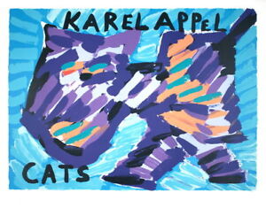 KAREL APPEL Original Lithograph CATS 1978 CoBrA Avant Garde Movement