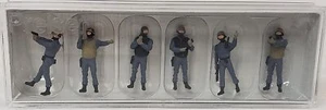 PREISER NEW #10446 HO 1/87 Set of Six SWAT Team Police Officers in Gray/Black - Picture 1 of 2