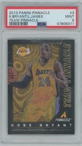2013 PANINI TEAM PINNACLE #3 K.BRYANT & L.JAMES PSA 9 - Picture 1 of 2