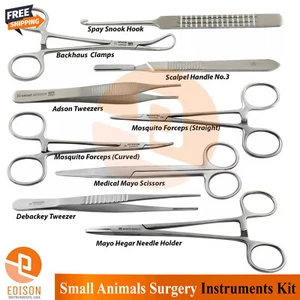 9-teiliges Kleintiere Chirurgie Werkzeug Set Chirurgischer Nadelhalter Pinzette & Pinzette - Bild 1 von 10