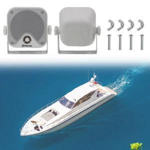 4" Heavy Duty Boat Marine Box Wall Mounted Outdoor Speakers Surface Waterproof - Picture 1 of 21