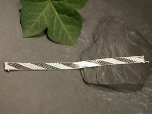 835 Silber Armband Stäbchen Glieder Matt Glänzend Im Wechsel Web Optik Besonders - Picture 1 of 7