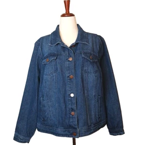 Jou Jou Jean Jacket Womens Trucker Size 2X Premium Denim Collection Blue Faded - Picture 1 of 16