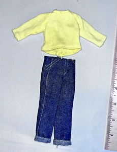 Vintage 70s Mod set jeans & yellow top maybe Sindy Pedigree fashion dolls clones - Picture 1 of 4