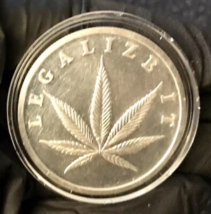 LEGALIZARLO, PLATA ARTE REDONDO, 1 oz. .999 PLATA, HOJA DE MARY JANE, MONEDAS PATRIOTA! - Imagen 1 de 10