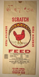 LARGE Vintage Paper Sack Bag - SCRATCH FEED, ALLEN BROS. MILLING, COLUMBIA  1991 - Picture 1 of 1