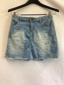 Cat & Jack light wash blue jean adjustable waist zip skirt sz Large 10-12 - Picture 1 of 9