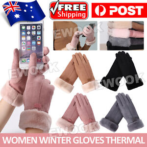 Women Winter Gloves Thermal Touch Screen Warm Windproof Soft Outdoor AUS